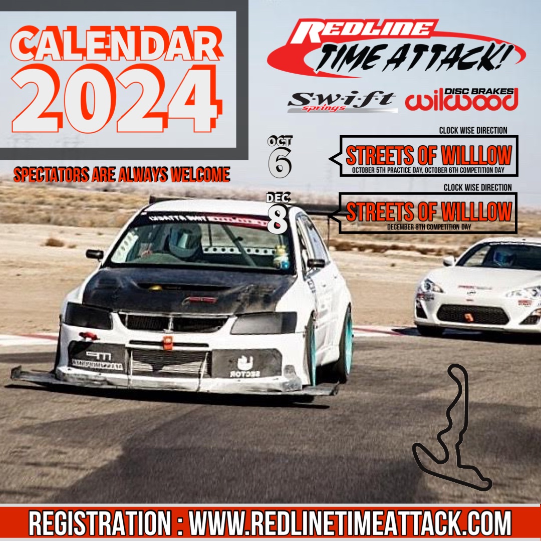 Redline Time Attack at Willow Springs, October 6 and December 8, 2024