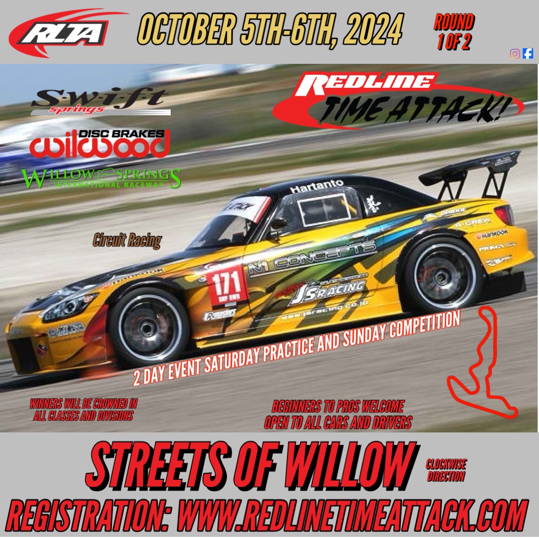 Redline Time Attack at Willow Springs, September 5 and 6, 2024